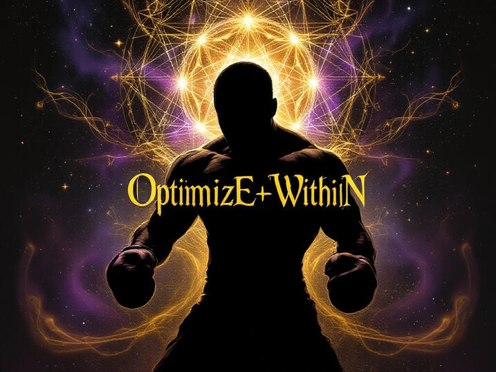 The Emerald Den logo glowing with cosmic energy and dark wood tones